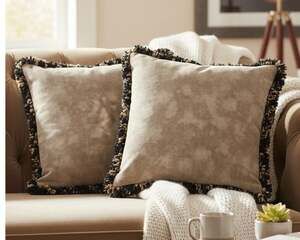 JC Penney Home Collection 17x17 Throw Pillows Black Gray Set of 2 Decorative